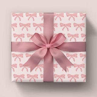 Coquette blush pink and red striped bows  sheets