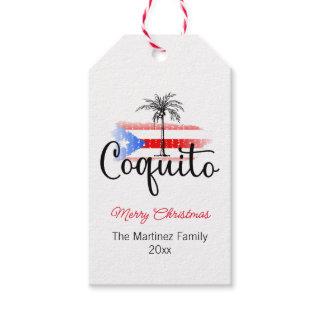 Coquito Merry Christmas Flag Palm Tree Gift Tag
