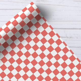 Coral and White Checkerboard Pattern