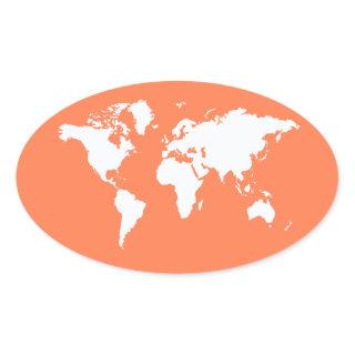 Coral Elegant World Oval Sticker