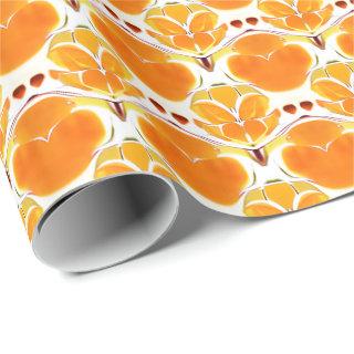 Coral Orange and Cream Batik Pattern