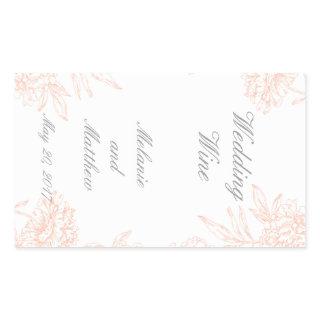 Coral Peonies Floral Wedding Wine Label