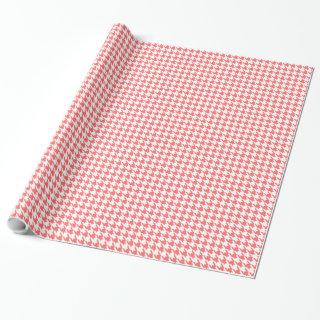 Coral Red White Small Houndstooth Check