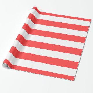 Coral Red, White XL Stripes Pattern