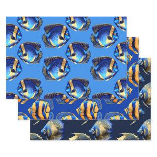 Coral reef angel fish blue orange pattern  sheets