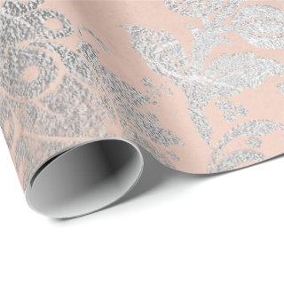 Coral Silver Peach Gray Metallic Pink Floral Blush