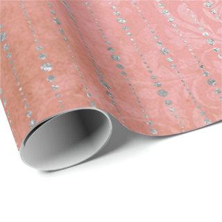 Coral Silver Peach Gray Metallic Pink Stripes Dots