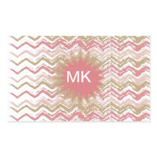 Coral Spice Scribble ZigZag Chevron Pattern Rectangular Sticker