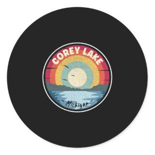 Corey Lake Michigan Colorful Scene Classic Round Sticker