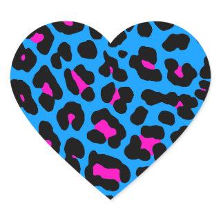Corey Tiger 80s Leopard Spots (Blue) Heart Sticker