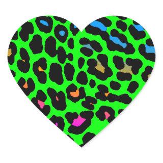 Corey Tiger 80s Leopard Spots (Green) Heart Sticker
