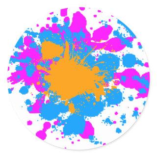 Corey Tiger 80s Retro Paint Splatter (Multicolor) Classic Round Sticker