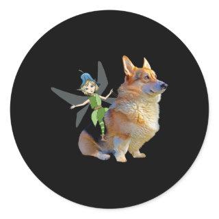 Corgi & Fairy - Funny Pembroke Welsh Corgi Classic Round Sticker