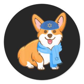 Corgi Hanukkah Funny Dog Lover Jewish Classic Round Sticker