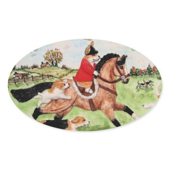 Corgi Huntsman Rides to Hounds Sticker