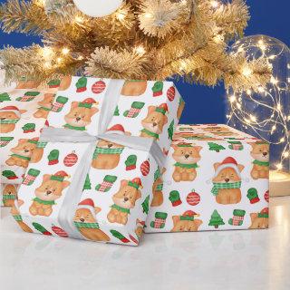 Corgi Puppy Dog Elf Santa Festive Merry Christmas