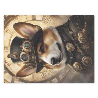 Corgi Steampunk Dreams: A Mechanical Decoupage Tissue Paper