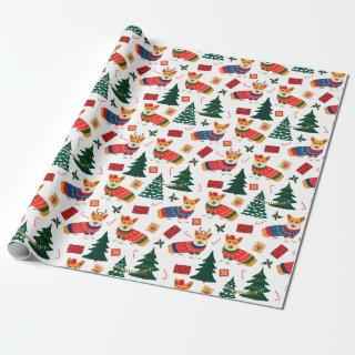 Corgis celebrate christmas- white pattern