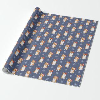 Corgis in Santa Hats and Snowflakes Pattern