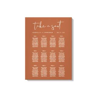 CORIANDER Boho Terracotta Rust Seating Chart Canvas Print