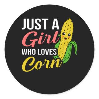 Corn On the Cob Day Girls Funny Corn Meme Pun Classic Round Sticker