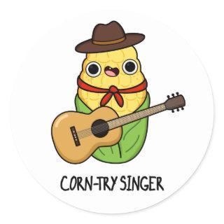 Corn-try Singer Funny Corn Pun  Classic Round Sticker