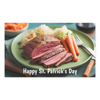 Corned beef cabbage and carrots rectangular sticker