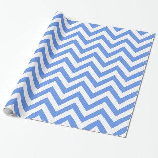 Cornflower Blue White XL Chevron ZigZag Pattern