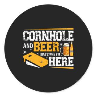 Cornhole And Beer Drinking Alcohol Classic Round Sticker