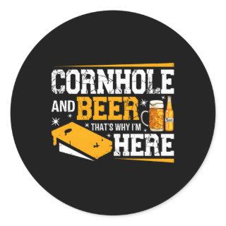 Cornhole And Beer Drinking Alcohol Classic Round Sticker