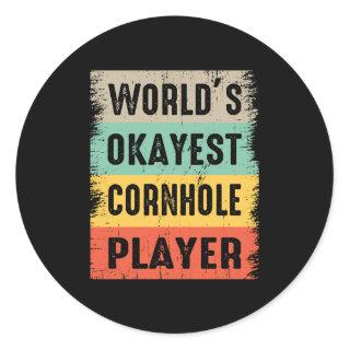 Cornhole Bean Bag Toss Outdoor Lawn Game Funny Classic Round Sticker