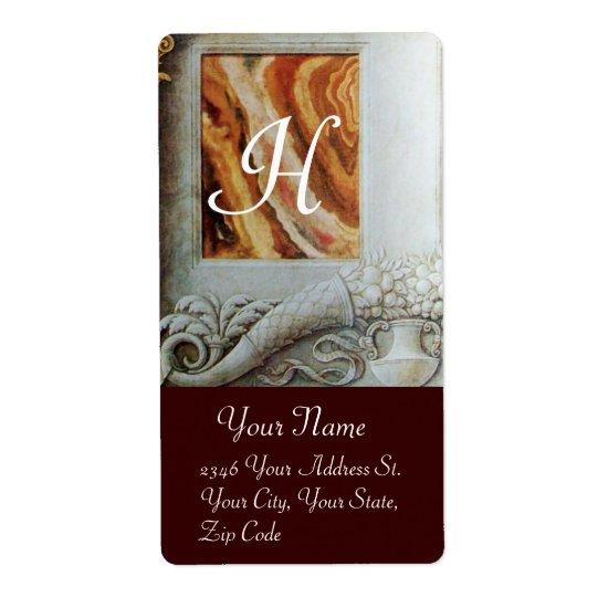 CORNUCOPIA  MONOGRAM , black and white grey brown Label