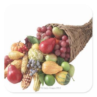 Cornucopia of fruit and vegetables square sticker