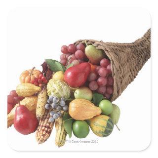 Cornucopia of fruit and vegetables square sticker