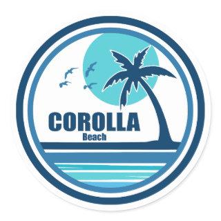 Corolla Beach North Carolina Palm Tree Birds Classic Round Sticker