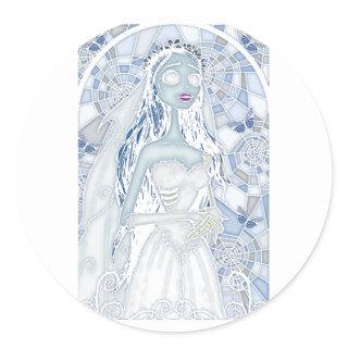Corpse Bride Emily Death Bride Stained Gl Frame Po Classic Round Sticker