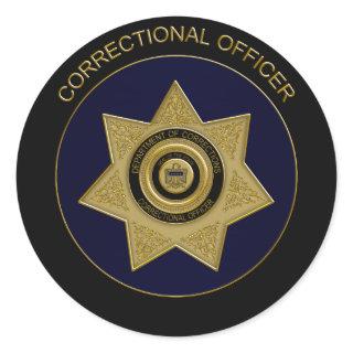 Correctional Officer Badge,Gold 2-Round Sticker
