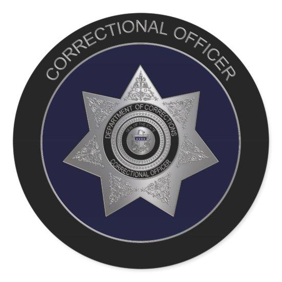 Correctional Officer Badge,Silver 2-Round Sticker