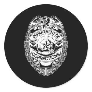Corrections Officer Flag Thin Gray Silver Line 2-S Classic Round Sticker