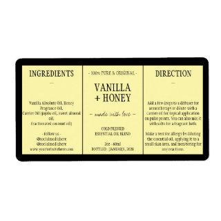 Cosmetic Vanilla Honey Ingredients yellow Label