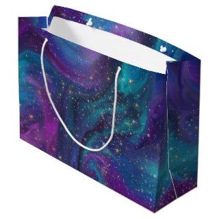 Cosmic Ink | Turquoise Blue Purple Galaxy Nebula Large Gift Bag