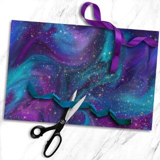 Cosmic Ink | Turquoise Blue Purple Galaxy Nebula Tissue Paper