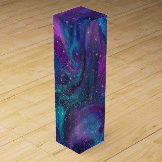 Cosmic Ink | Turquoise Blue Purple Galaxy Nebula Wine Box