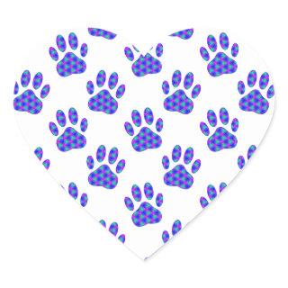 Cosmic Paw Print Pattern Heart Sticker