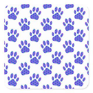 Cosmic Paw Print Pattern Square Sticker