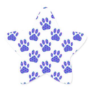 Cosmic Paw Print Pattern Star Sticker
