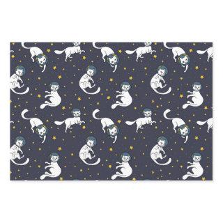 Cosmic space cats and stars pattern  sheets