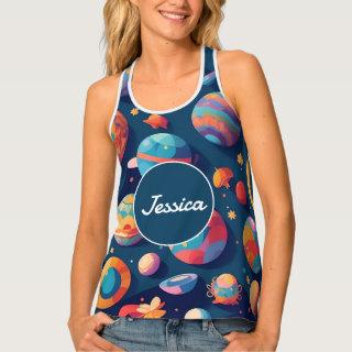 Cosmos Mosaic Colorful Personalized Pattern Tank Top