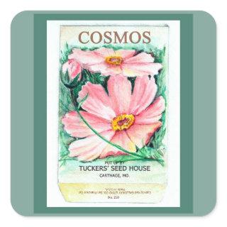 Cosmos Seed Packet   Square Sticker