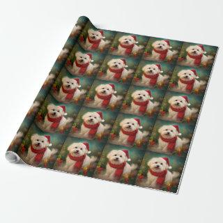 Coton De Tulear Dog in Snow Christmas